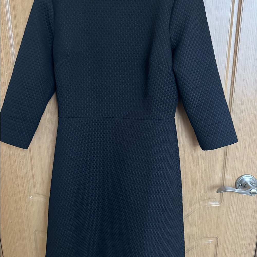 J. Crew Black Long Sleeve Textured Dress